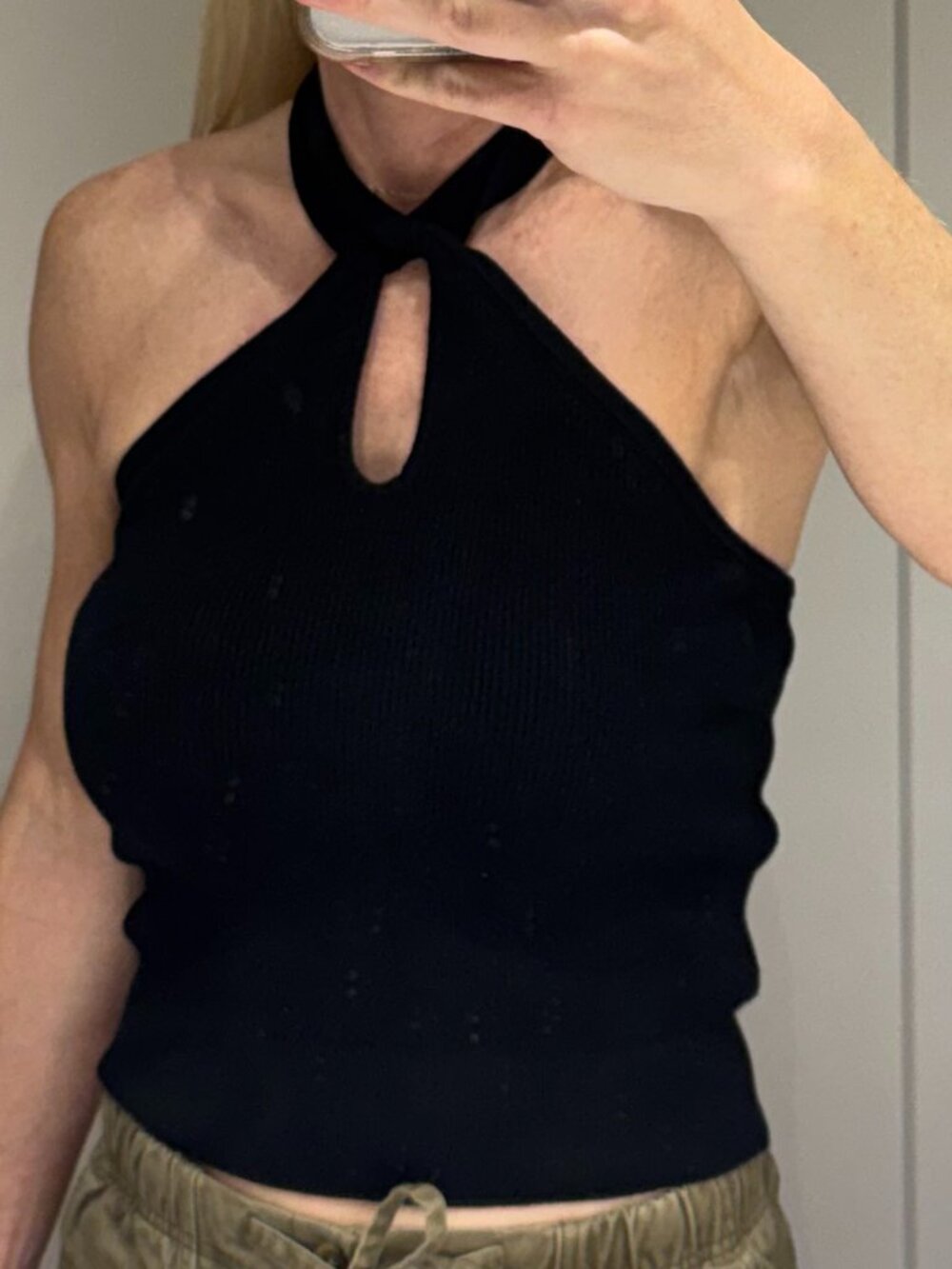 Banana Republic Knit Black Halter Top - Tie Neck - Size Small